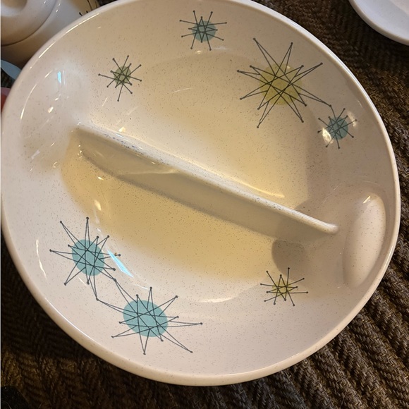 Vintage MCM Franciscan Starburst Dinnerware Set - Cream and Blue - Picture 2 of 16